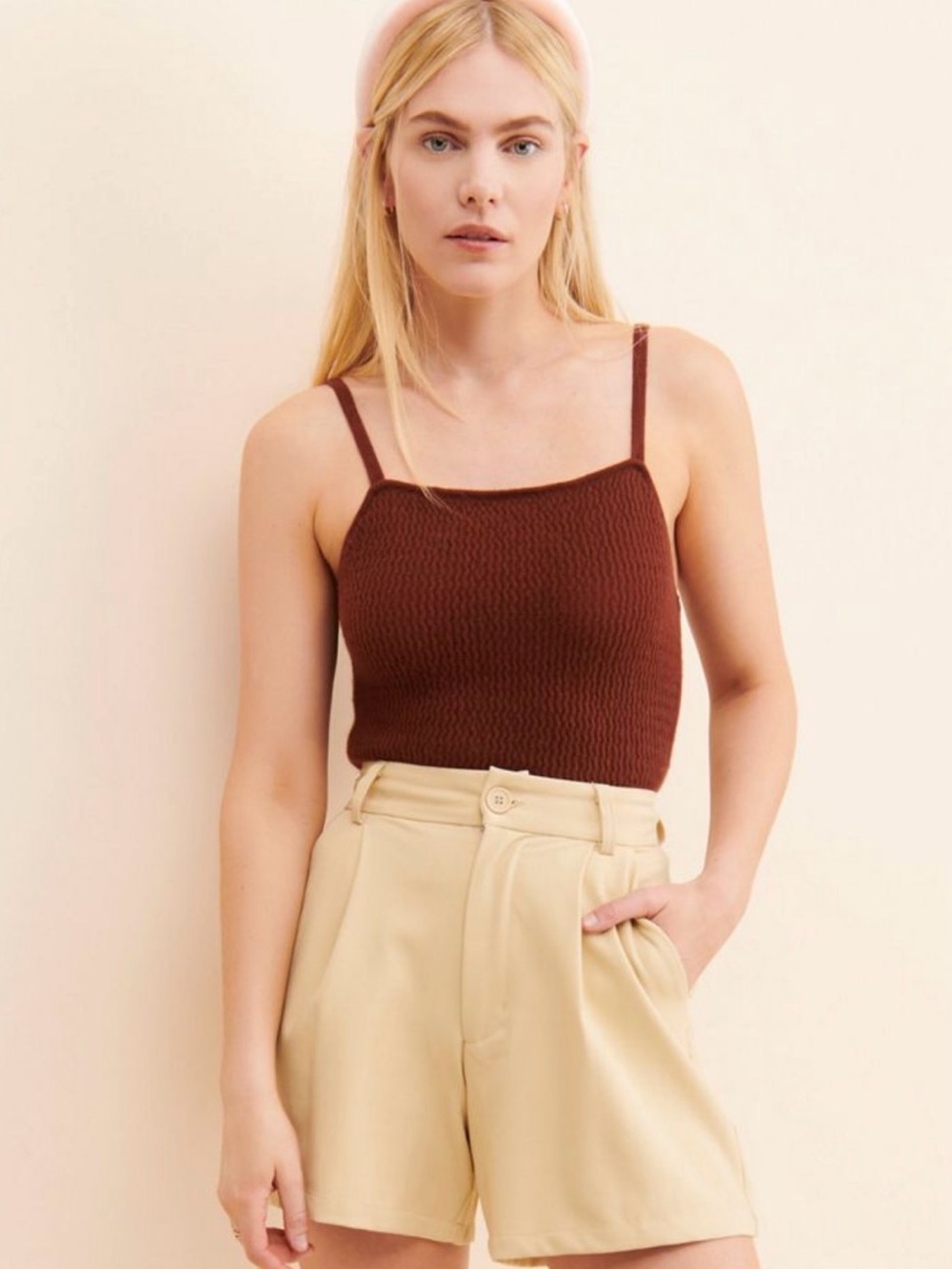 Anthropologie Maeve Cashmere Chocolate Brown Knit Spaghetti-Strap Camisole
